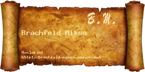 Brachfeld Miksa névjegykártya